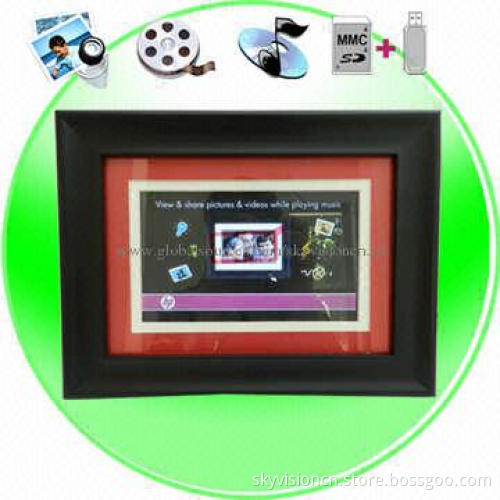 7-inch Wooden/Leather Digital Photo Frame, Multimedia Function with Slim Body